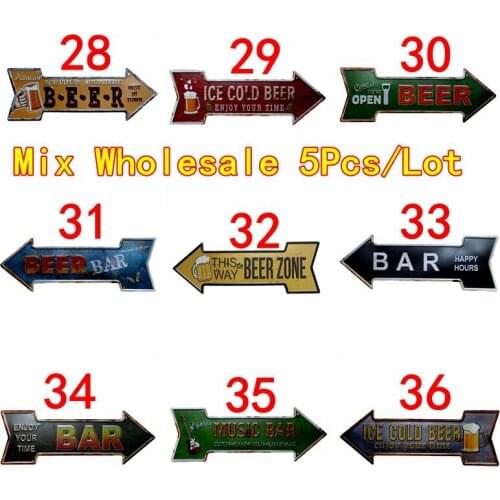 Cold Beer Zone Restaurant Arrow Wholesale Metal Irregular Tin Signs Advertising board Wall Pub Home Art Decor 42X10CM U-20