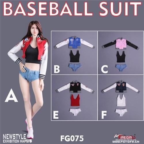 Fire Girl Toys FG075 1/6 Female Baseball Shirt Set Figure Costume for 12" Collection Action Figure Cosplay Dolls Hobby Gift DIY