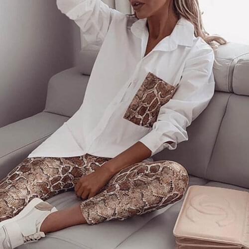 2 Piece African Set For Women 2020 Dashiki Snake Contrast Pocket Top And Pants Casual Sweatsuit Womens Sets Africa Clothing