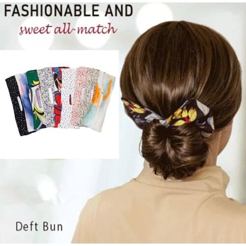 Deft Bun Print Headband for Women Hair Styling Headband Hair Twist French Stylish Vintage Updo Ponytail Holder Hair Accessories