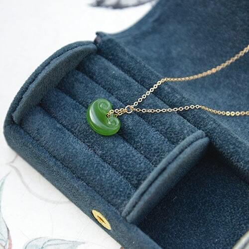 S925 Sterling Silver Natural Hetian Jade Small Pendant Jasper Lock of Good Wishes Pendant Gourd Clavicle Chain Chinese Style Jew