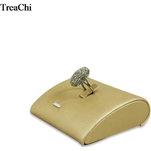 Fashion Curve Gold PU Single Ring Jewelry Display Stand Horizontal Resin Ring Jewelry Organizer Storage Holder Counter Stand