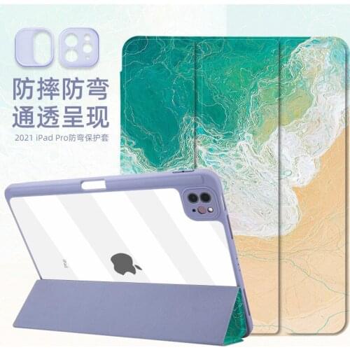 Fashion Printed Cover for IPad 10.2 Pro 11 12.9 2021 2020 9.7 Air 1 2 3 Mini 4 5 10.9 Inch Case 3-Folding Stand Funda + Pen Slot