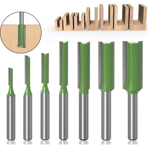 7pcs Woodworking Bit cutter set 6mm Shank Single Double Flute Straight Bit Milling Cutter Carbide Router Woodwork Tool