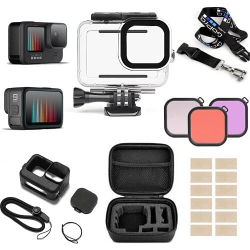 New Gopro Hero 9 Waterproof Case Set Silicone Sleeve Three-color Filter Anti-fog Insert Small Storage Bag