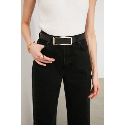 New Season Black Buckle Leather Look Belt Wide Long Belt Personality Women New Fashion Tide All-match Spring Autumn