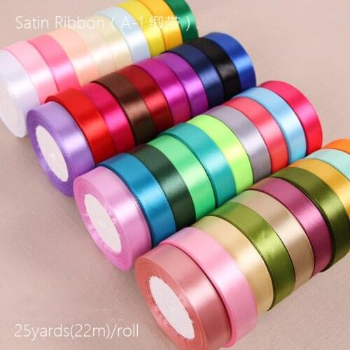 20mm(3/4") Wide 25Yards/22Meters/Roll Polyester Ribbons Double Face Satin Ribbon Gift Box Wrap Accessories Handmade DIY Material