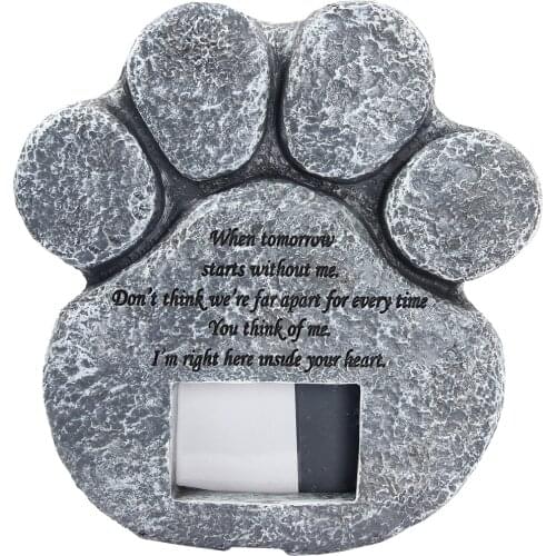Pet Memorial Stone Paw Print Photo Frame Grave Pet Monument Tombstone For Dogs Cats Animal Funeral Tombstone