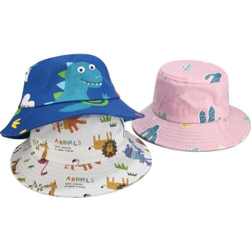 Cartoon Baby Hat Dinosaur Fruit Printed Spring Summer Kids Girl Boy Bucket Cap Outdoor Children Toddler Fisherman Beach Sun Hat