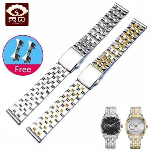 Superior Common Used 316L Stainless Steel Watchband 20mm Silver Gold Bracelet with Folding Buckle For ENICAR Hamilton Mido Stock