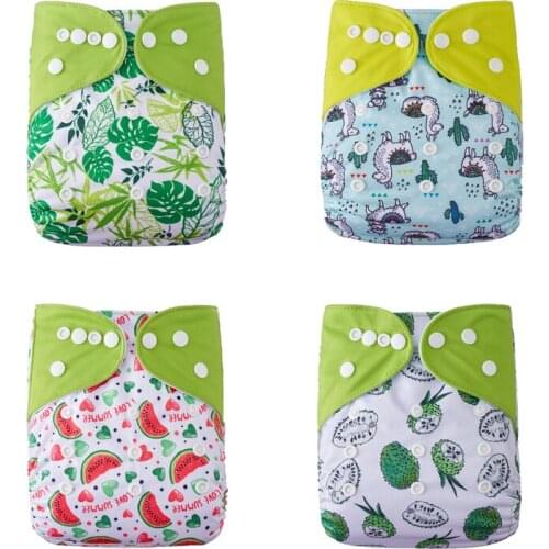 Adjustable Cloth Diaper (4 Pcs) Reusable Baby Nappies Training Pants Fit 3-15 Kg Washable Newborn Nappy Cloth Diaper