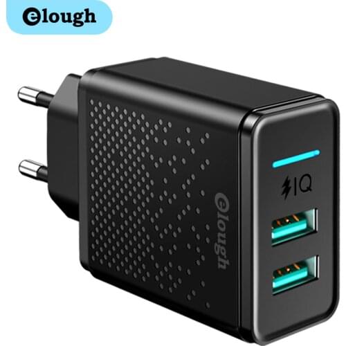 Elough Dual Usb Charger Block 5V 2.4A EU Plug Fast Charging for Iphone Samsung Xiaomi Huawei Mobile Phone Wall Charger Adapter