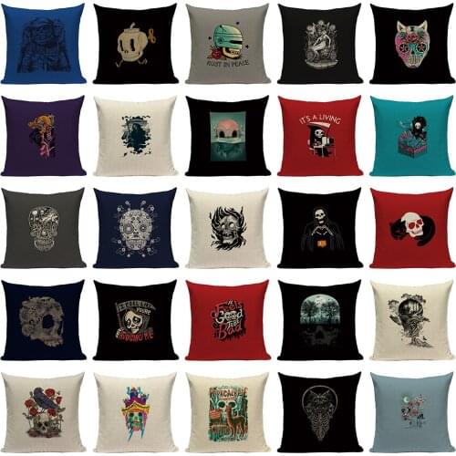 Nordic Skull Ghost Style Decorative Cushion Cover Alphabet Demon Pillow Covers Mexico Skull Sofa Throw Pillow Case Kussenhoes