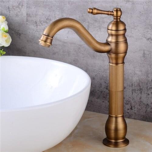 Basin Faucet Single Handle Antique Bronze Brushed Brass Faucet Hot and Cold Sink Faucet Mixer Tap Bathroom Faucet Lavatory Mixer