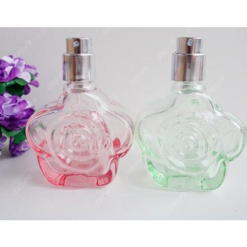 10ml Candy Colors Rose FlowerShape Thick Glass Perfume Bottles In Refillable Spray Atomizer Empty Parfum Bottle