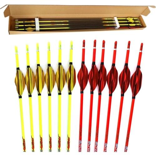 ID4.2 Archery Carbon Arrow 400-1000 Spine with 1.75 Inch Spiral Feather for Compound/Recurve/Traditional bow Shooting Training