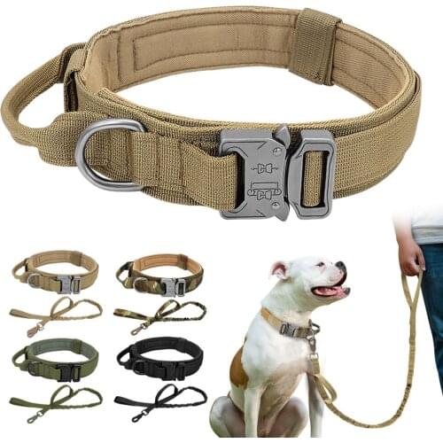 Durable Tactical Dog Collar Adjustable Nylon Military Dog Collar Leash For Medium Large Dogs German Shepherd Training Hunting