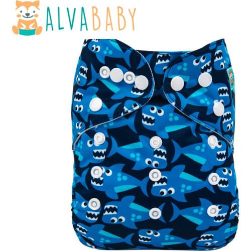 New Arrival! ALVABABY Cloth Diapers Baby Reusable Cloth Nappy Printing with 1pc Microfiber Insert