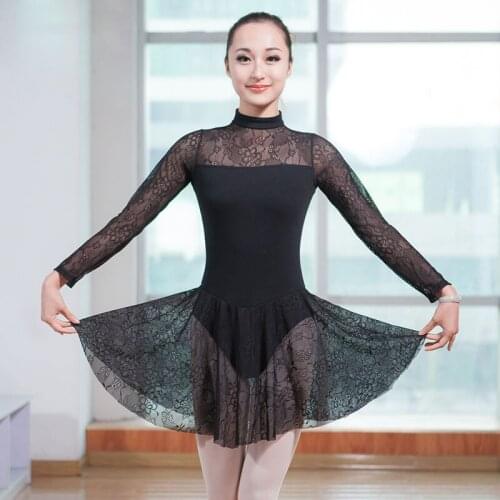 Adult Mesh Long Sleeve Leotard Cotton Spandex Ballet Leotards for Women Dance Wear Justaucorps Adulte Girls Dress