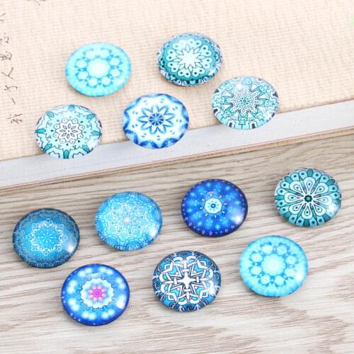 TYLFNL 50 pcs mix kaleidoscope Pattern Round Glass Cabochon 16mm 18mm Dome Flat Back DIY Jewelry Finding S-010107