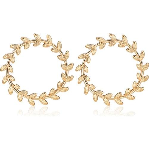 High Quality Pretty Garland Shape Earrings For Women Girls Party Engagement Jewelry Gold Color Stud Earring Wholesale