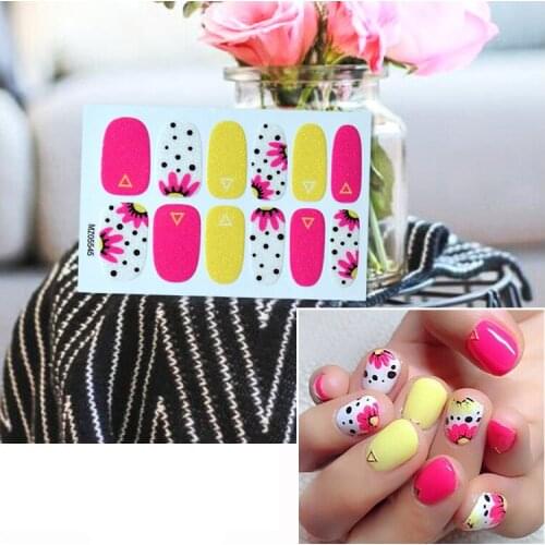ENDRRFLL 1pc/12tips Four Seasons Nail Sticker Plum Blossom Catkins River Watermark Nail Art Warm Small Fresh Beauty