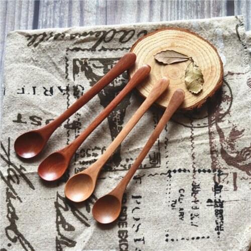 100pcs Natural Wood Spoon Fork Bamboo Kitchen Cooking Dining Soup Tea Honey Coffee Utensil Tools Soup-Teaspoon Tableware NO317
