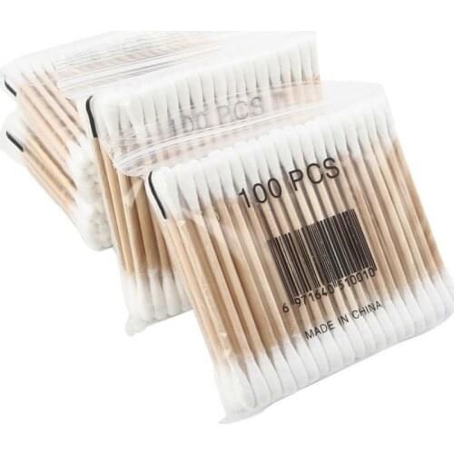 100Pcs/bag Both Head Disposable Cotton Swabs Double Head Cotton Buds Cotton Tipped Applicator Makeup Nose Ears Cleaning