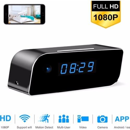 1080P WIFI Mini Camera Time Alarm Clock Wireless Motion Sensor IP Security Night Vision Micro Home Remote Monitor 128G TF card