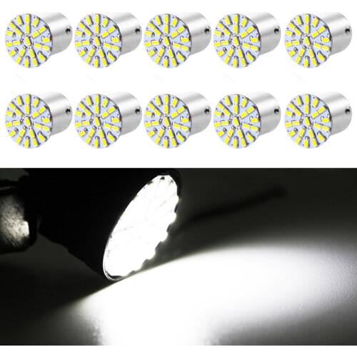 10X P21W 1157 BAY15D 1156 BA15S 22SMD White Car LED Brake Turn License Plate Lights Auto Led Wedge Backup Lamp Tail Parking Led