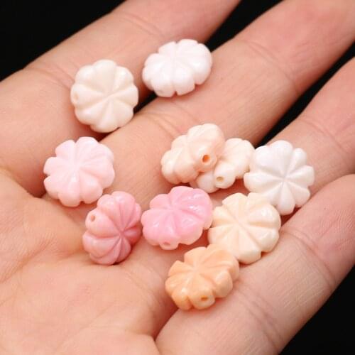 2Pcs Natural Colorful Shell Beads Carved-Flowered Loose Beads For DIY Jewelry Making Bracelet Earring Rings Accessory
