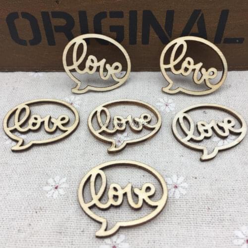 20pcs Natural Dialog Wood Love Heart Confetti Disks Embellishments Weddiing Crafts Toppers Chips Cardmaking Scrapbook 35x32mm