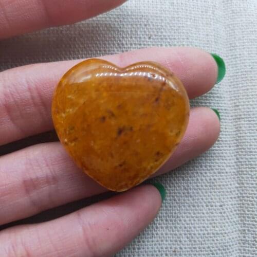 3pcs Yellow Calcite Rough Stone Hearts Stones and Crystals Jade Gift