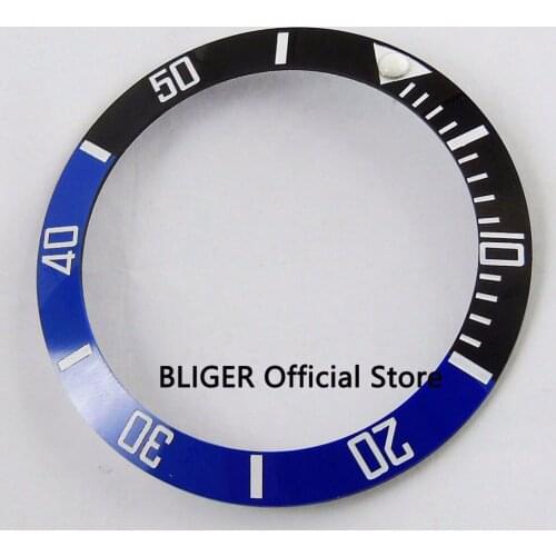 38mm ceramic bezel insert Black blue with white marks luminous dot fit 40mm watch case SUB Automatic watch mens watch BB26