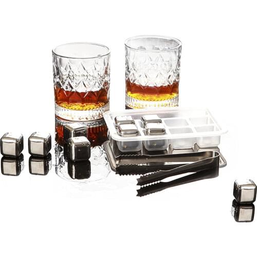 4/6/8 Pcs Stainless Steel Ice Cubes Set Reusable Chilling Stones for Whiskey Wine Wine Cooling Cube Chilling Rock Party Bar Tool