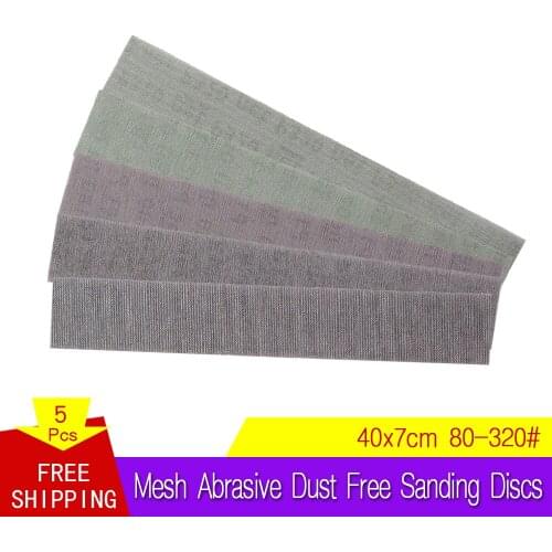 5Pcs Mesh Abrasive Dust Free Sanding Discs Hook Loop 400*70mm Anti-blocking Dry Grinding Sandpaper 80 to 320 Grit