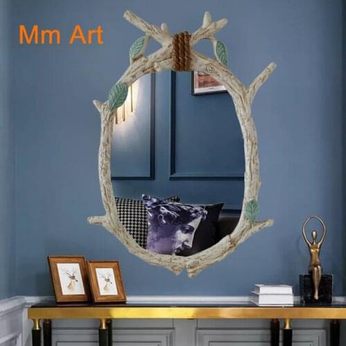 American Pastoral Style Retro Bathroom Mirror European Style Tree Branch Wall Hanging Decorative Mirror