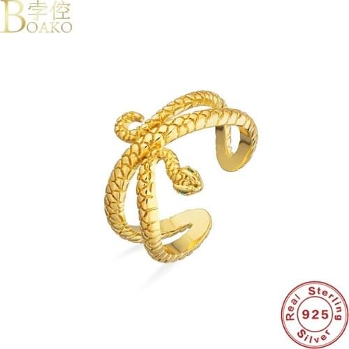 BOAKO Snake Open Ring 925 Sterling Silver Mujer Anillos Plata Rings For Women Luxury Jewelry Ring Bague Bijoux Aneis Joyero Gift