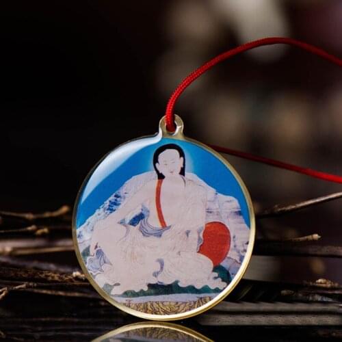 Mirajba Venerable Buddha Statue Small Thangka Tibetan Buddhism Copper Foil Pendant