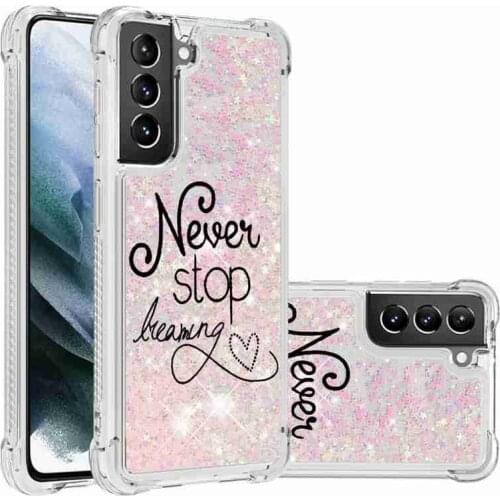 Phone Case For Samsung Galaxy S21 Ultra 5G Cases Cute Glitter Liquid Silicone TPU Cover Funda for Samsung Galaxy S21 Plus 5G