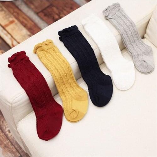 0-3Yrs Baby Girls Stockings Kids Cotton Knee High Socks Children Warm Cute Long Tube Booties Colored Striped Stockings Free Ship