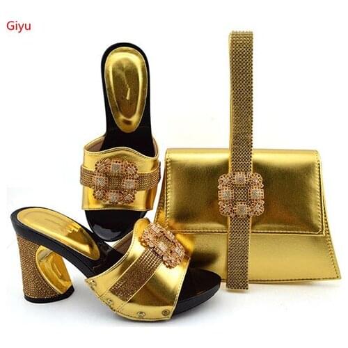 Doershow New Arrival Women Shoes and Bags To Match Set Italy Italian Shoes with Matching Bags Set Decorated with gold SKP1-3