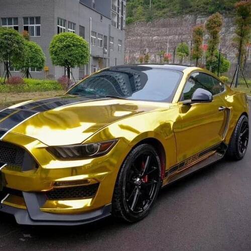 18Mx1.52M Gloss Chrome Gold Car Whole Body Vinyl Wrap Mirror Effect Sticker Roll Glossy Film Metallic Decals Car Styling