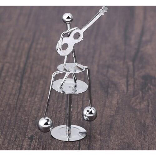 Creative Little Iron Figurine Balance Swinging Tumbler Craft Metal Craft for Home Office Desktop Decoration (Mini Guitar)
