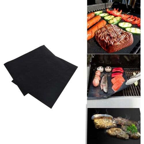 Kitchen BBQ Grill Mat 2pcs Non Stick BBQ Grill Roast Mat Sheet Baking Liners Reusable Outdoor Picnic Fry Cooking Barbecue Tools