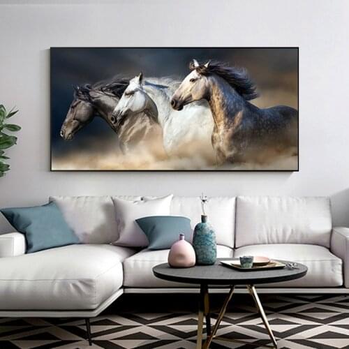 Best Selling Steed Animal Print Canvas Painting Pentium Three Horse Poster Home Decor Wall Art Pictures for Bedroom Living Room