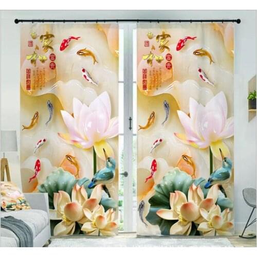 Jade Carvings Curtains rich and expensive printing Curtains living room office Bedroom decorat Cortina Drapes Rideaux pillowcase