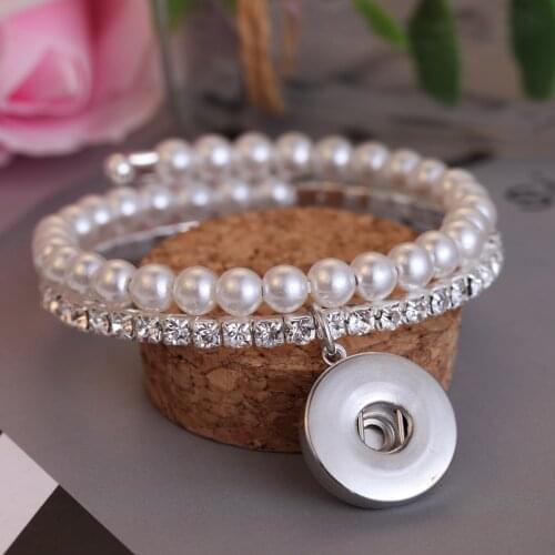 New Snap Jewelry High Quality Pearl Beaded Snap Bracelet Fit 20mm 18mm Snap Button Jewelry Pearls Beads Bracelet Buttons Jewelry