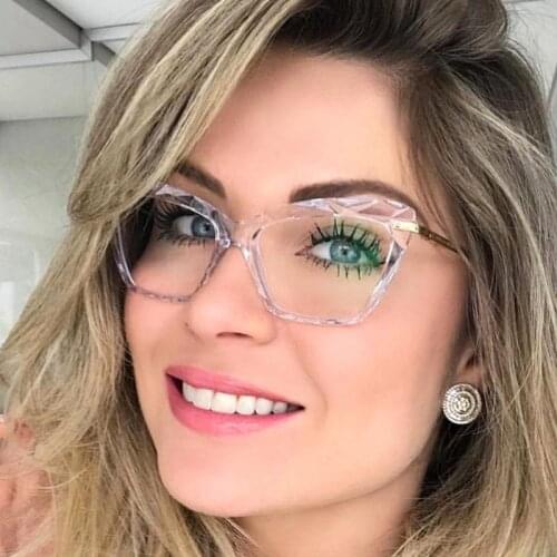 LONSY Fashion Square Cat Eye Myopia Glasses Frames Women Brand Optical Computer Finished Prescription Eyewear Female