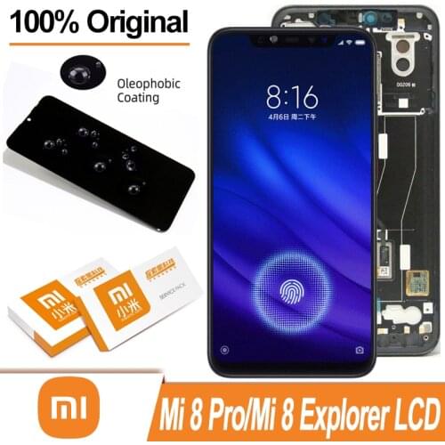 100% Original 6.21" Amoled Display with frame for XiaoMi MI 8 Pro Mi8 Explorer LCD Touch Screen Digitizer Assembly Repair Parts